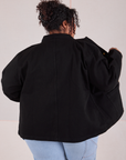 Denim Work Jacket in Basic Black back view on Morgan