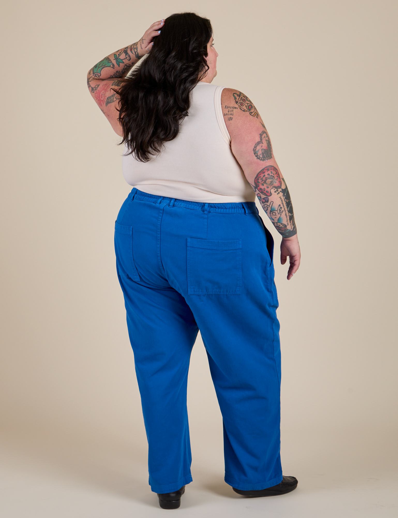 Work Pants in Royal Blue back view on Sam