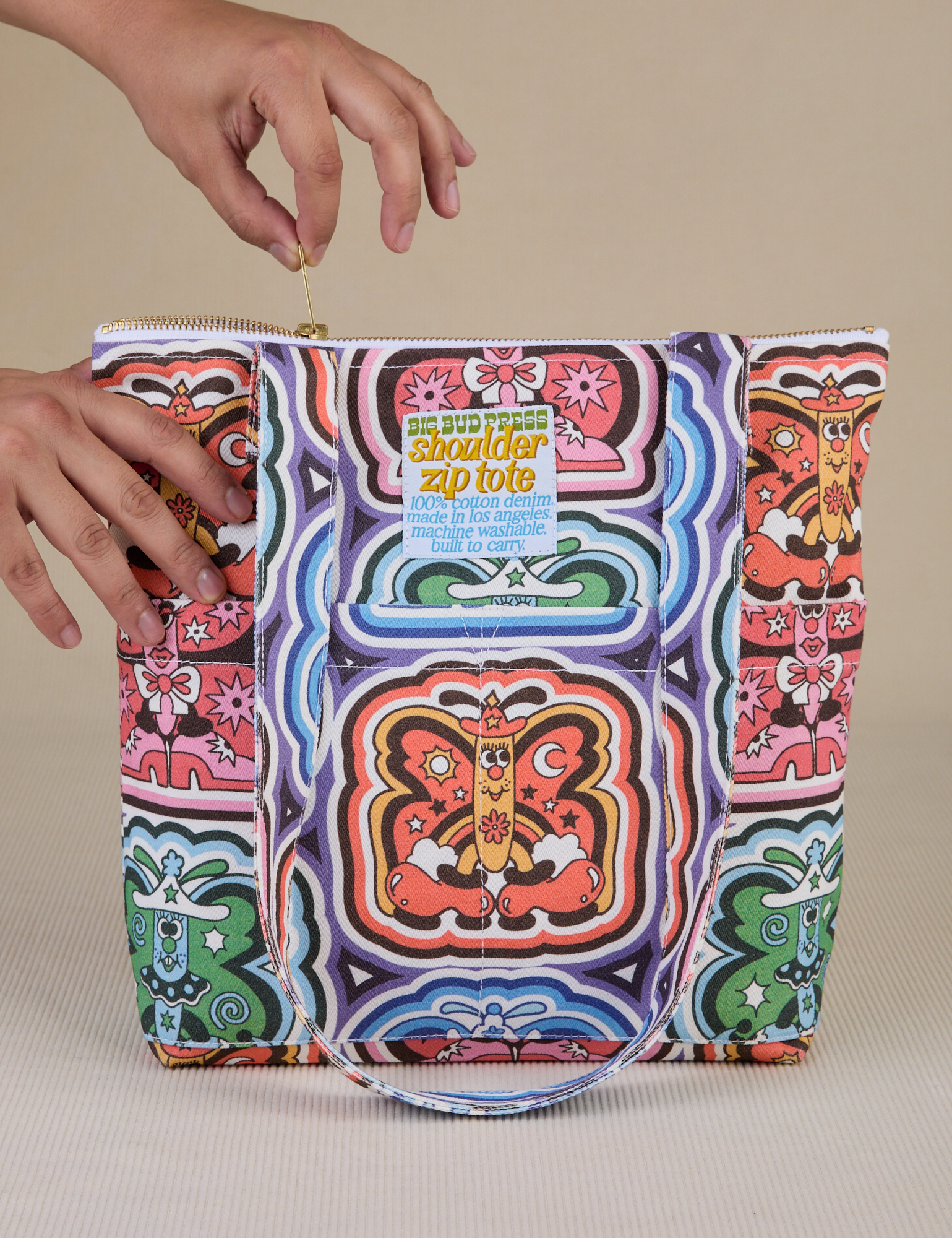 Butterfly Kaleidoscope Shoulder Zip Tote