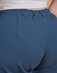 Back view close up of Heritage Wide Leg Trousers in French Blue on Ashley