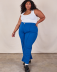 Western Pants in Royal Blue and Cropped Tank in Vintage Tee Off-White on Morgan