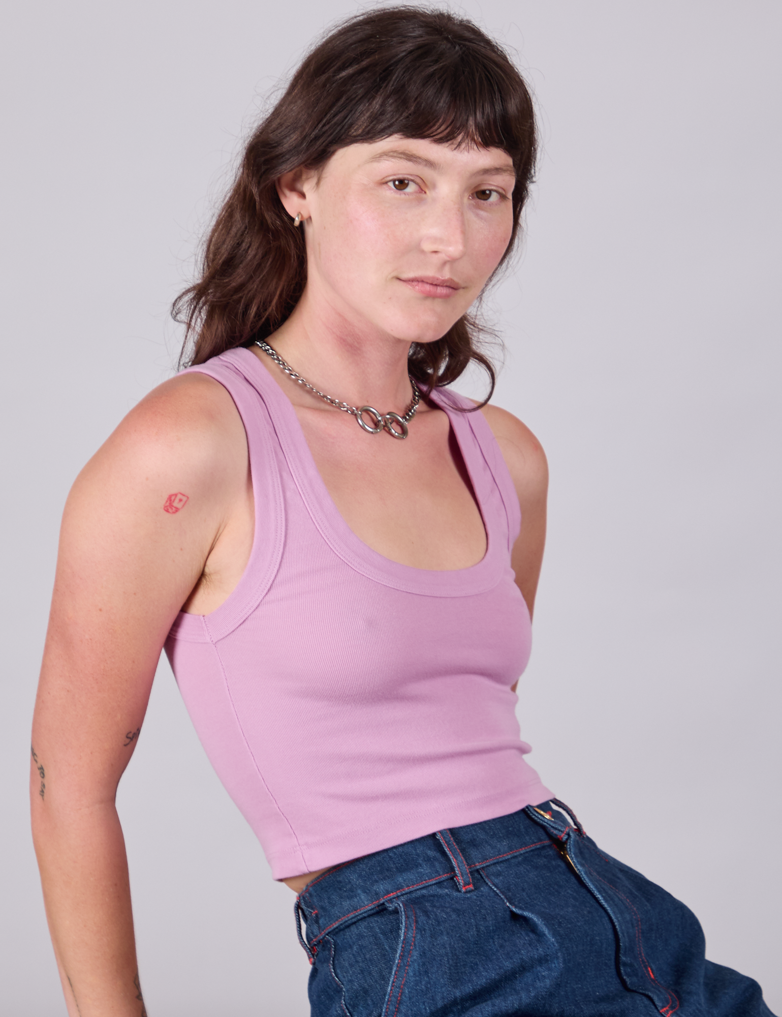 Cropped Tank Top in Lilac on Alex