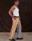 Mixed Stripe Work Pants side view on Isaac