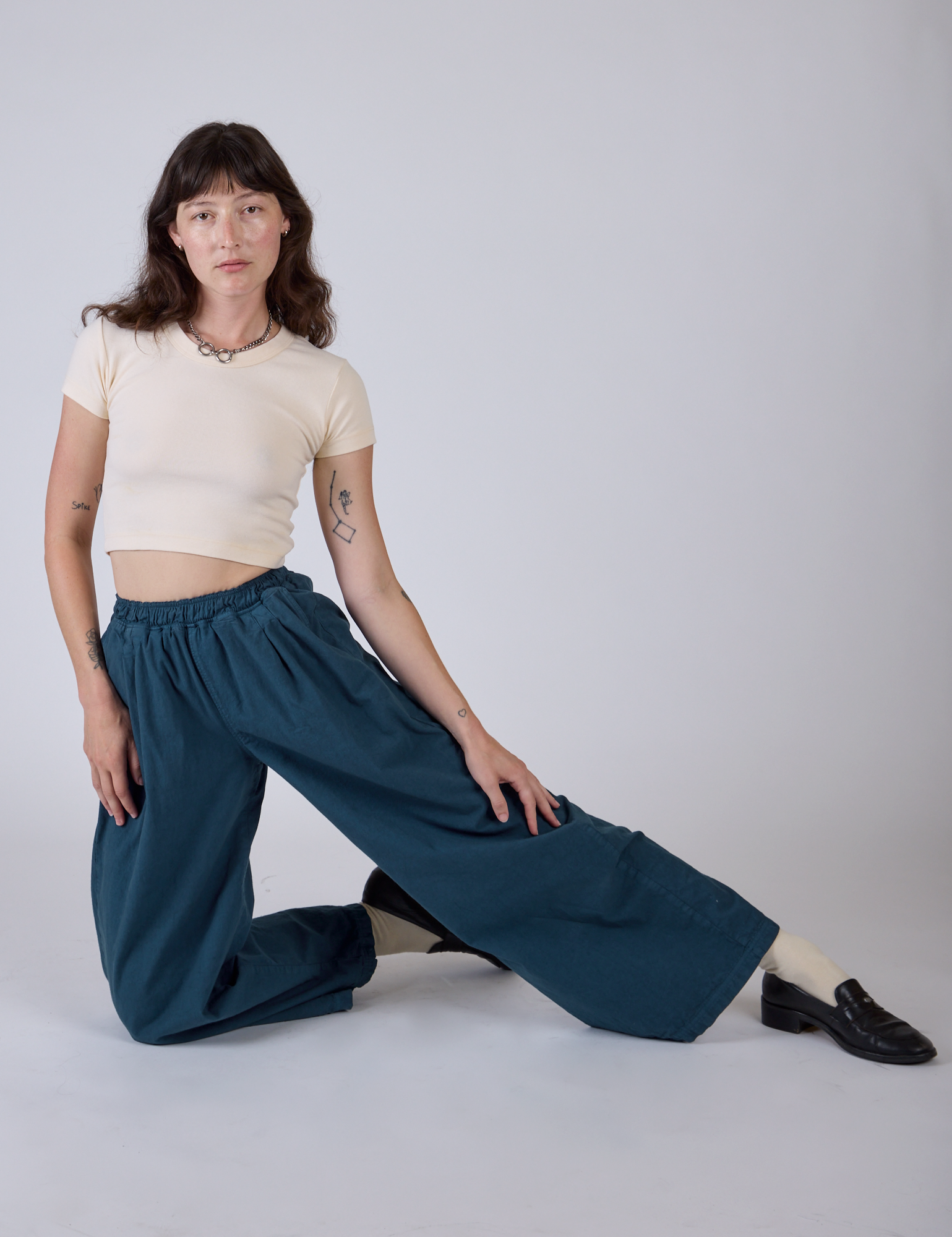 Pleated Pull-On Pants - Lagoon