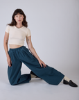 Pleated Pull-On Pants - Lagoon
