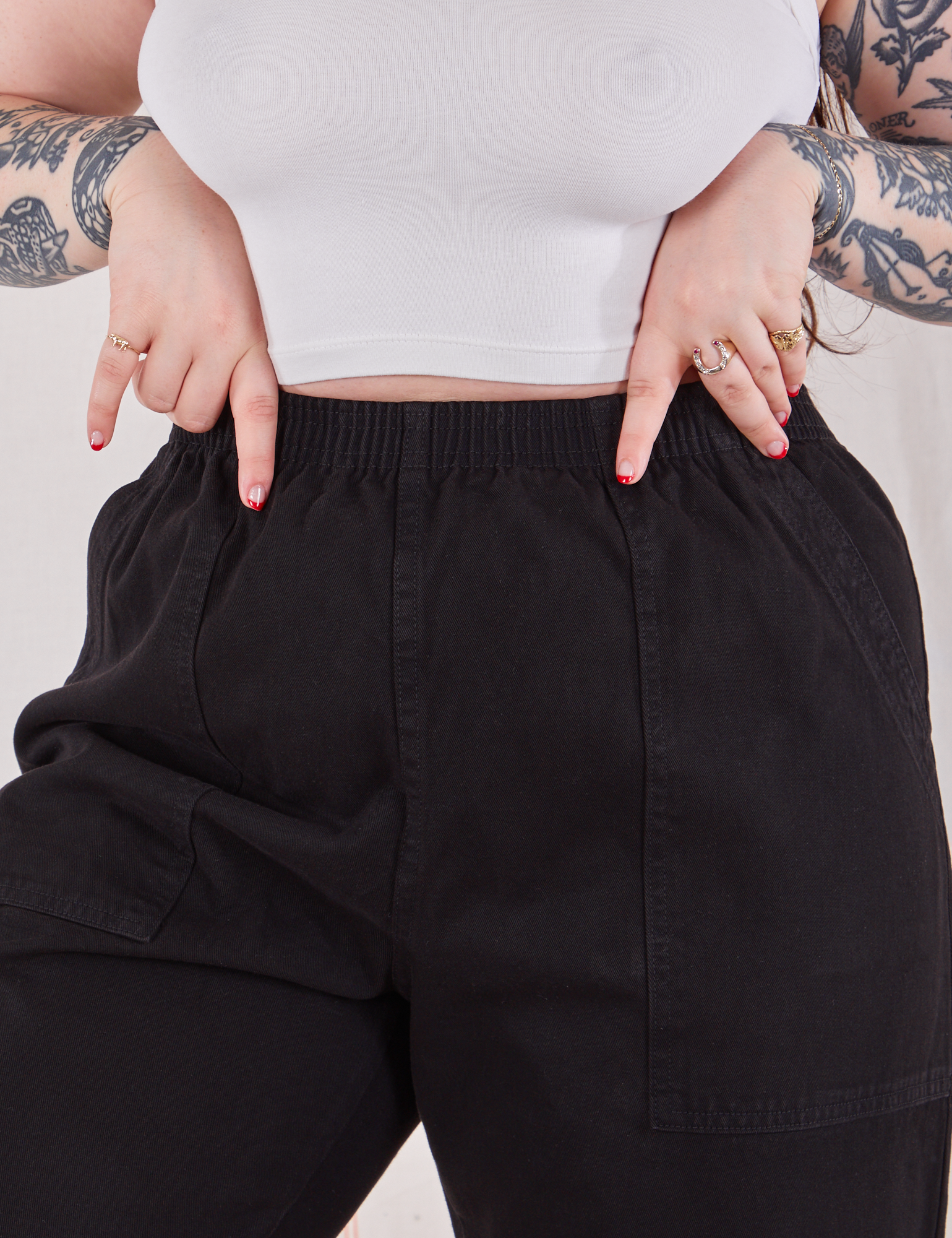 Action Pants in Basic Black front close up on Sydney