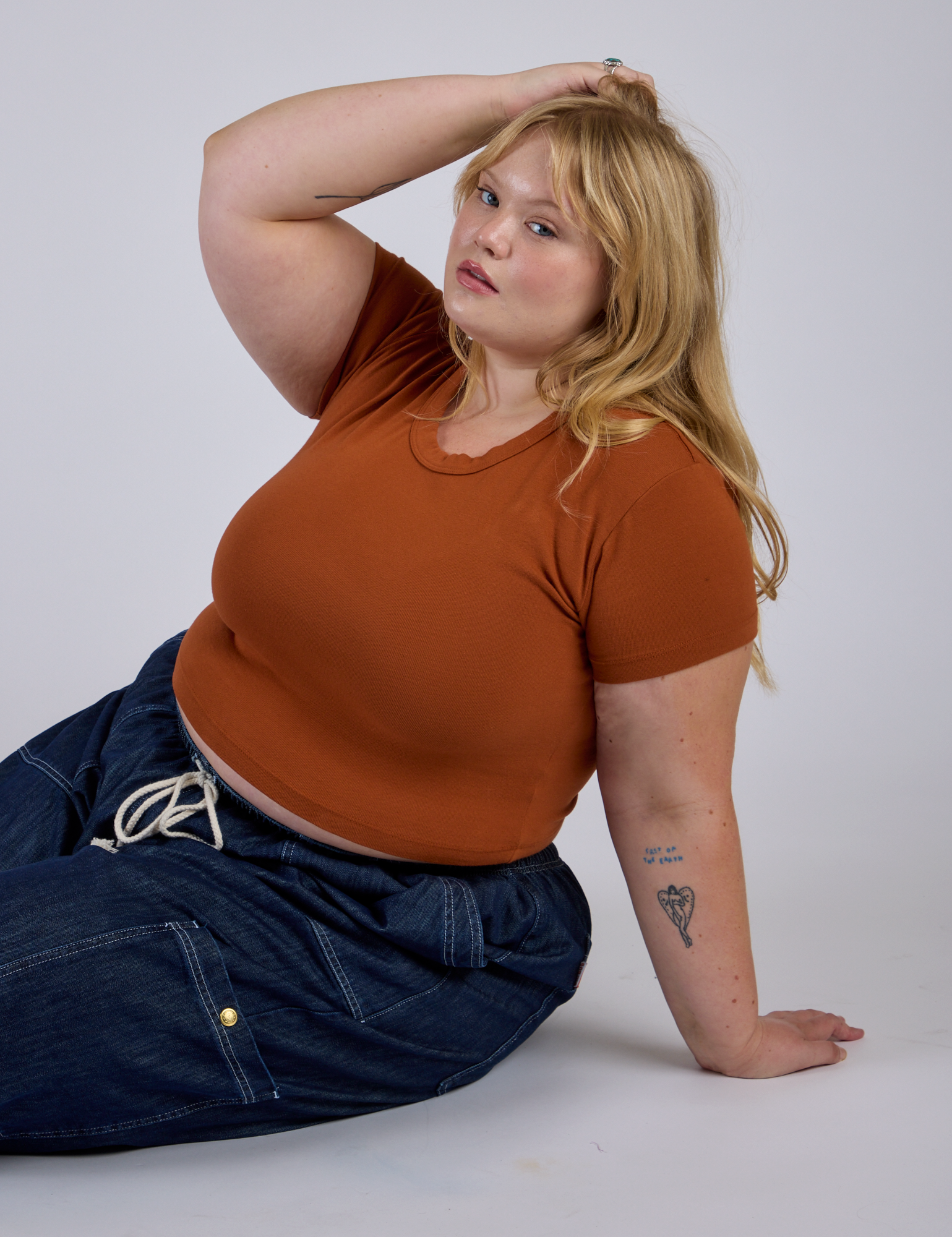 Cropped Baby Tee - Burnt Terracotta