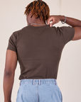 Baby Tee in Espresso Brown back view on Isaac