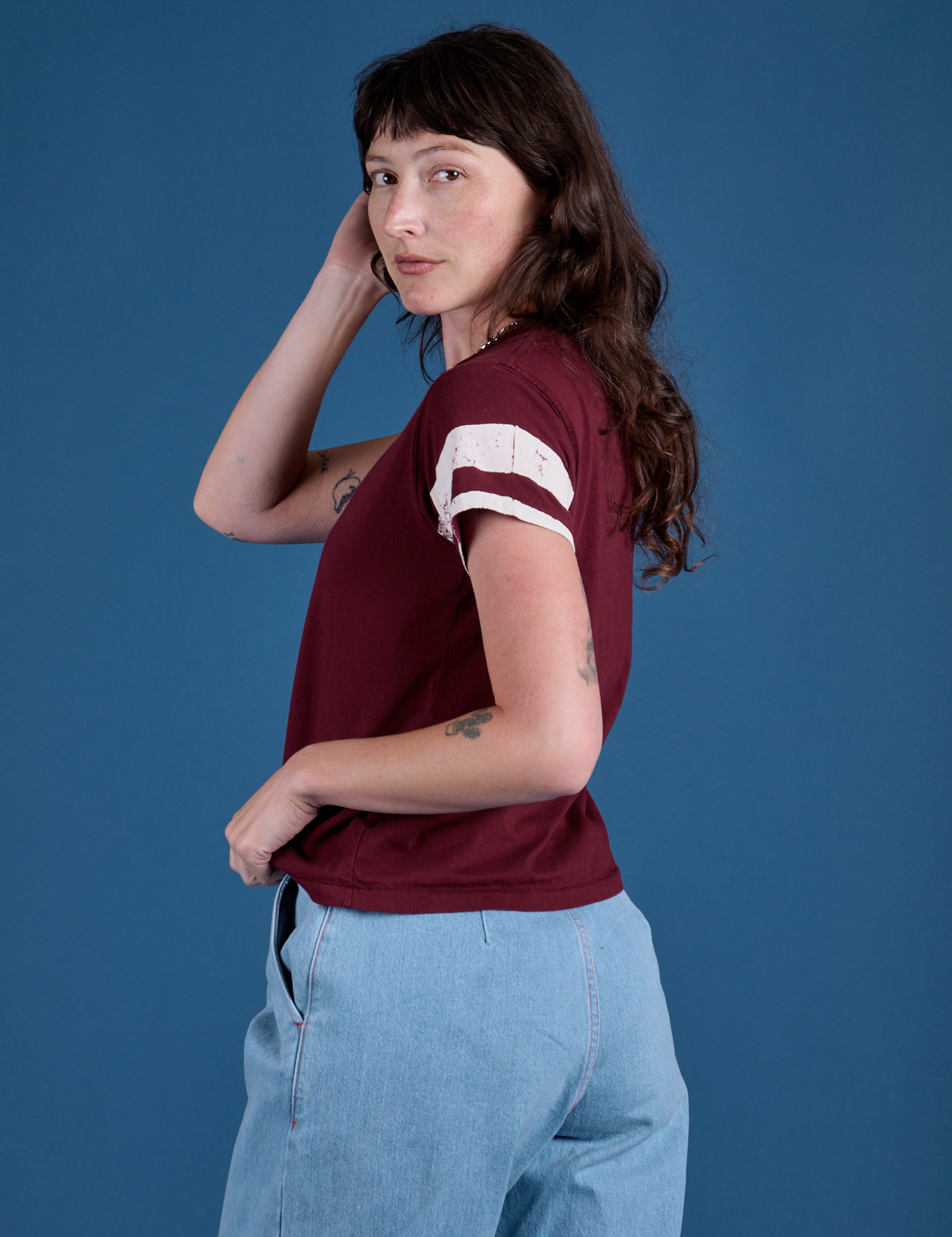 Painted Vintage Tee - Red Wine