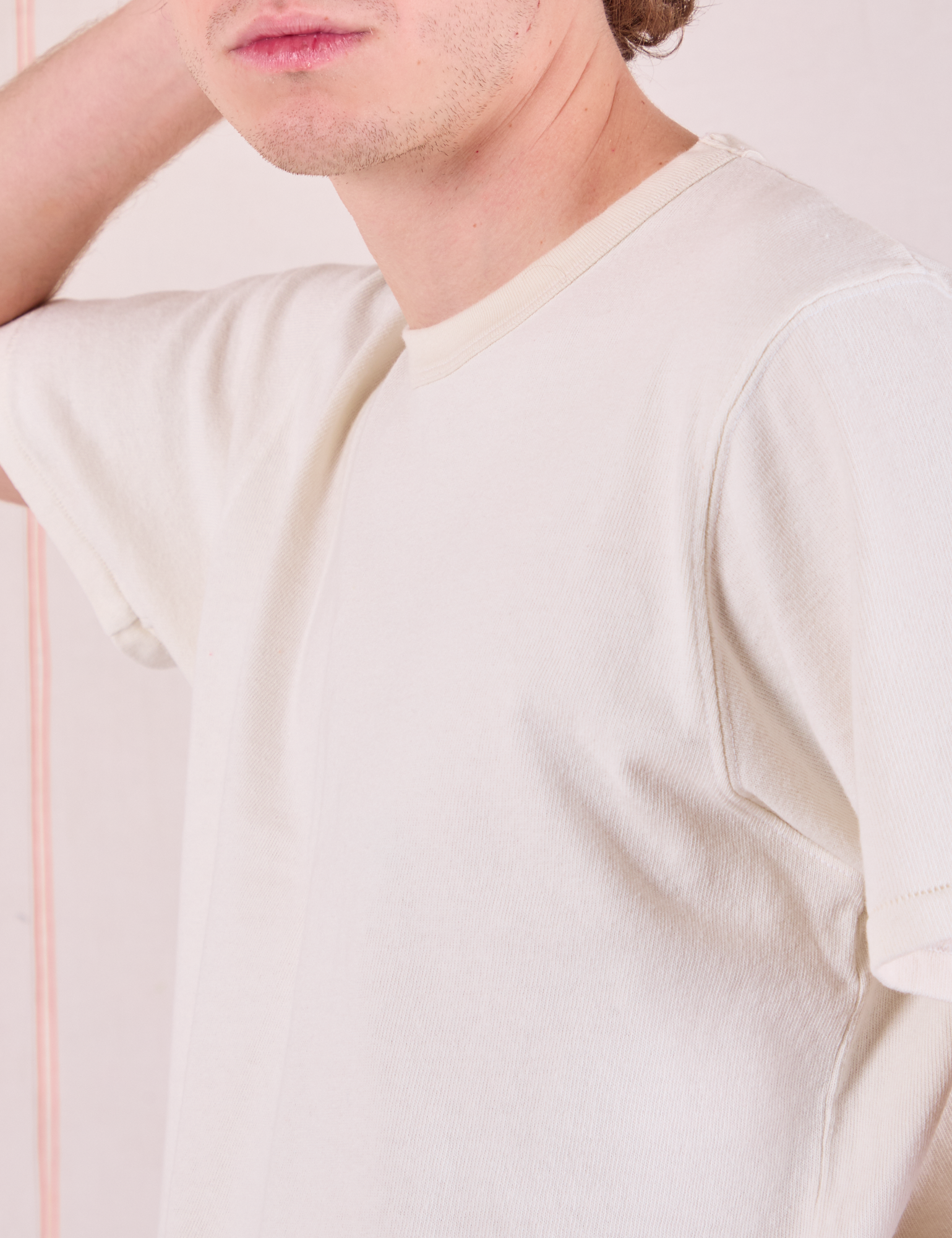 Burly Tee in Vintage Tee Off-White close up on Quinn