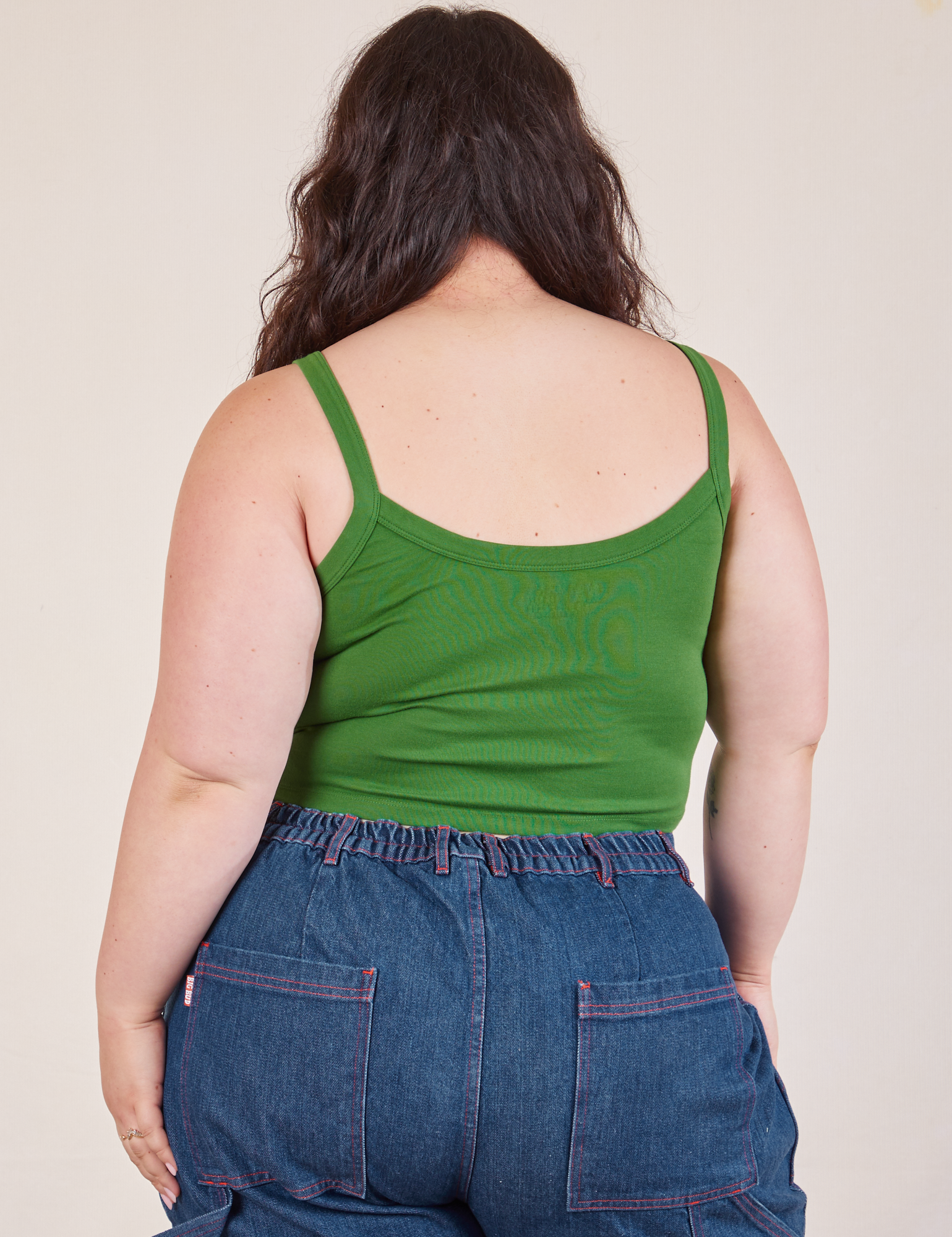 Cropped Cami in Lawn Green back view on Ashley