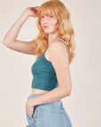 Cropped Cami in Marine Blue side view on Margaret