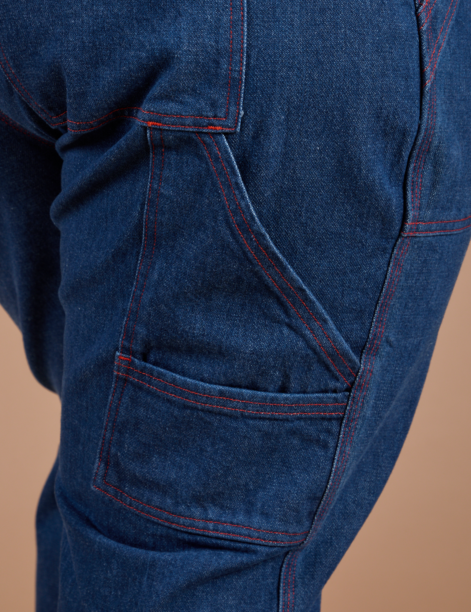 Carpenter Jeans in Dark Wash close up of pant leg side pocket