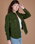 Cropped Corduroy Overshirt - Evergreen