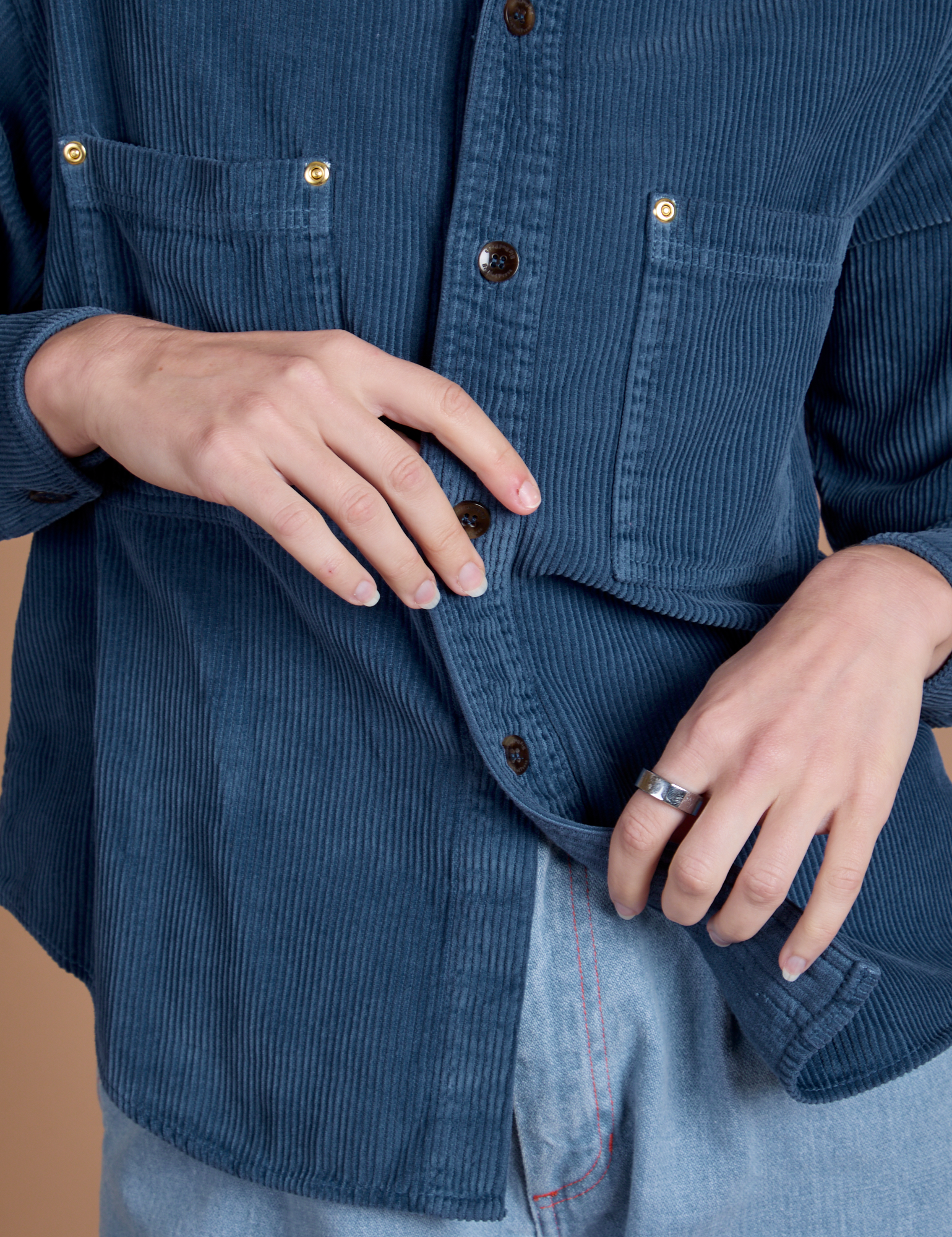 Cropped Corduroy Overshirt - French Blue