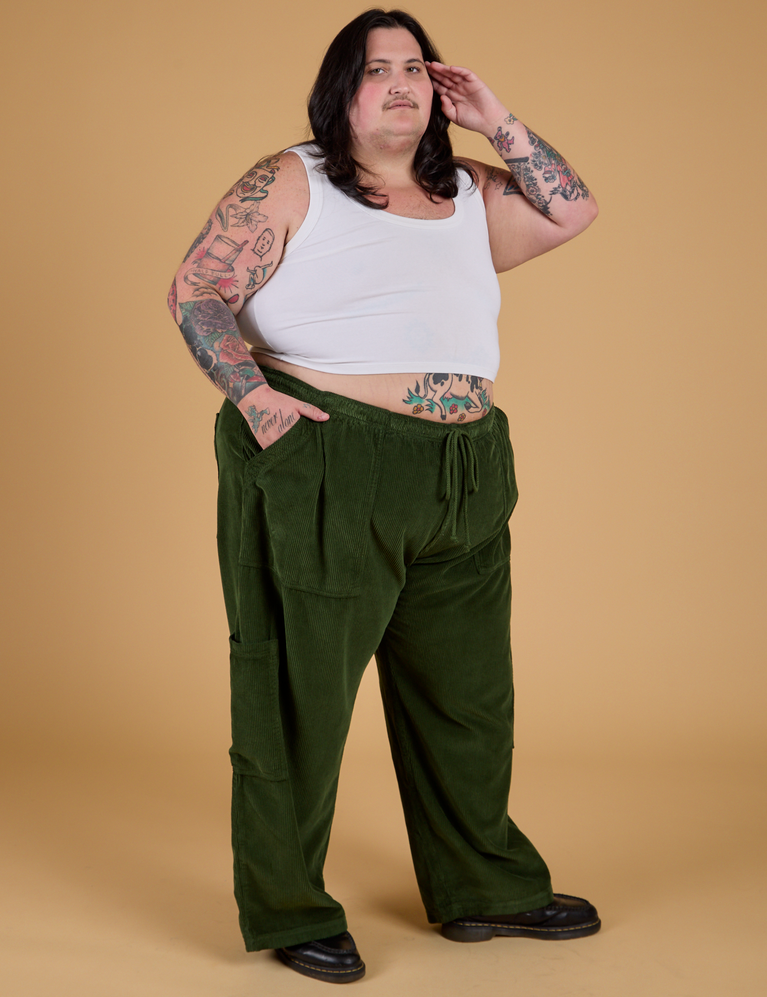 Corduroy Drop Pocket Cargo Pants - Evergreen – BIG BUD PRESS