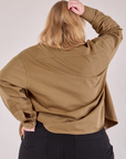 Cropped Overshirt in Desert Brown back view on Juliet