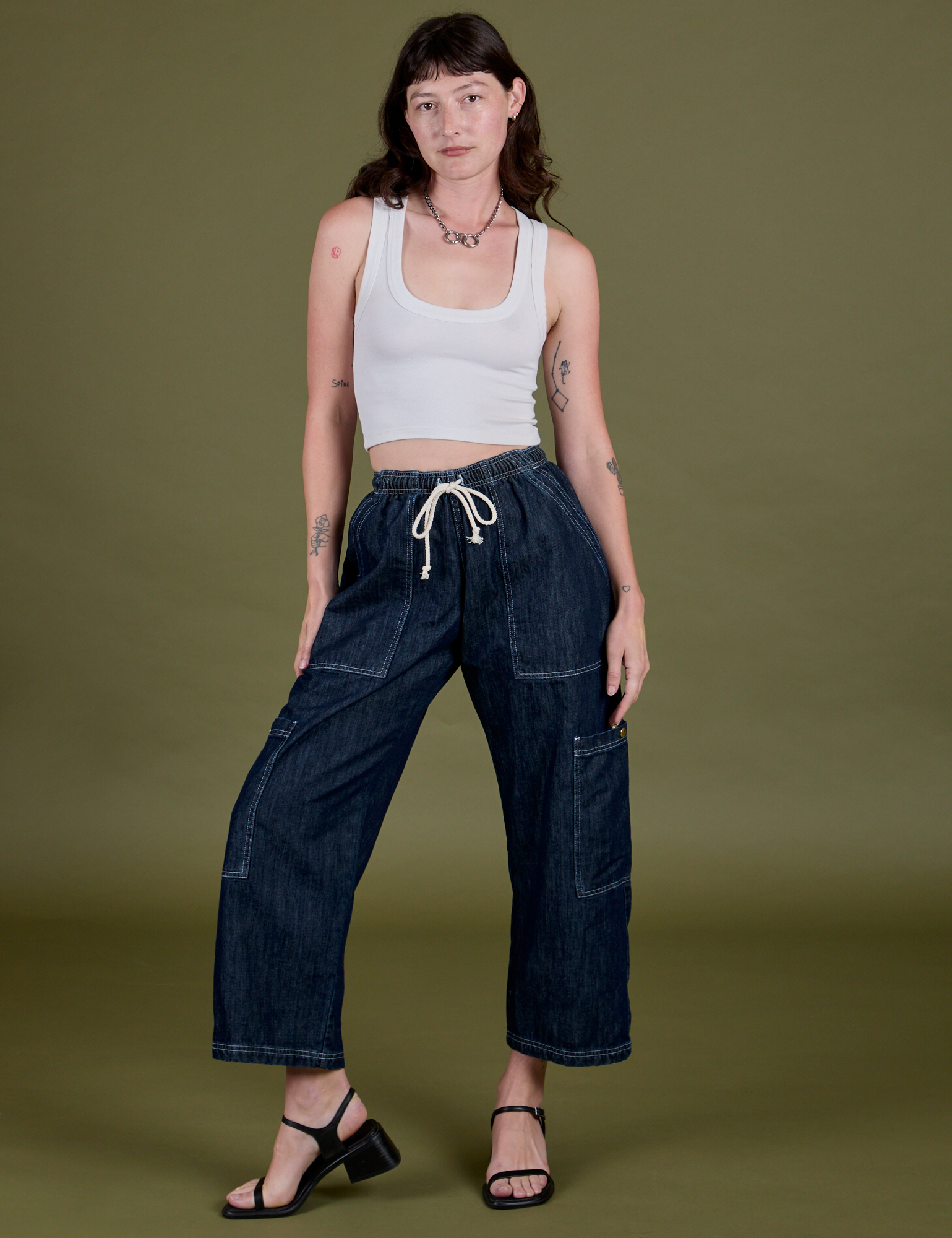 TRY-A-STYLE - Denim Drop Pocket Pants - Dark Wash *FINAL SALE*