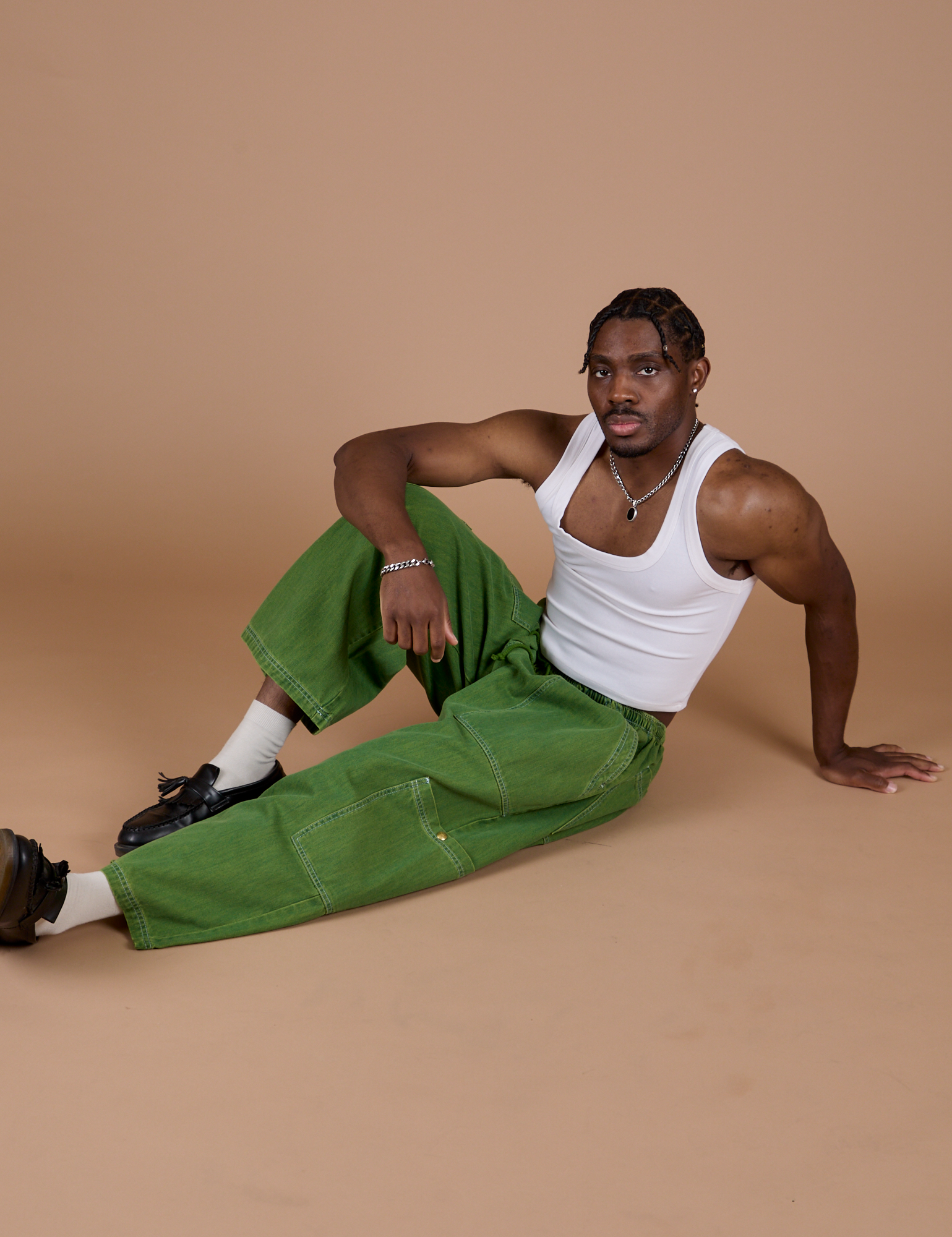 TRY-A-STYLE - Denim Drop Pocket Pants -Green Overdye *FINAL SALE*