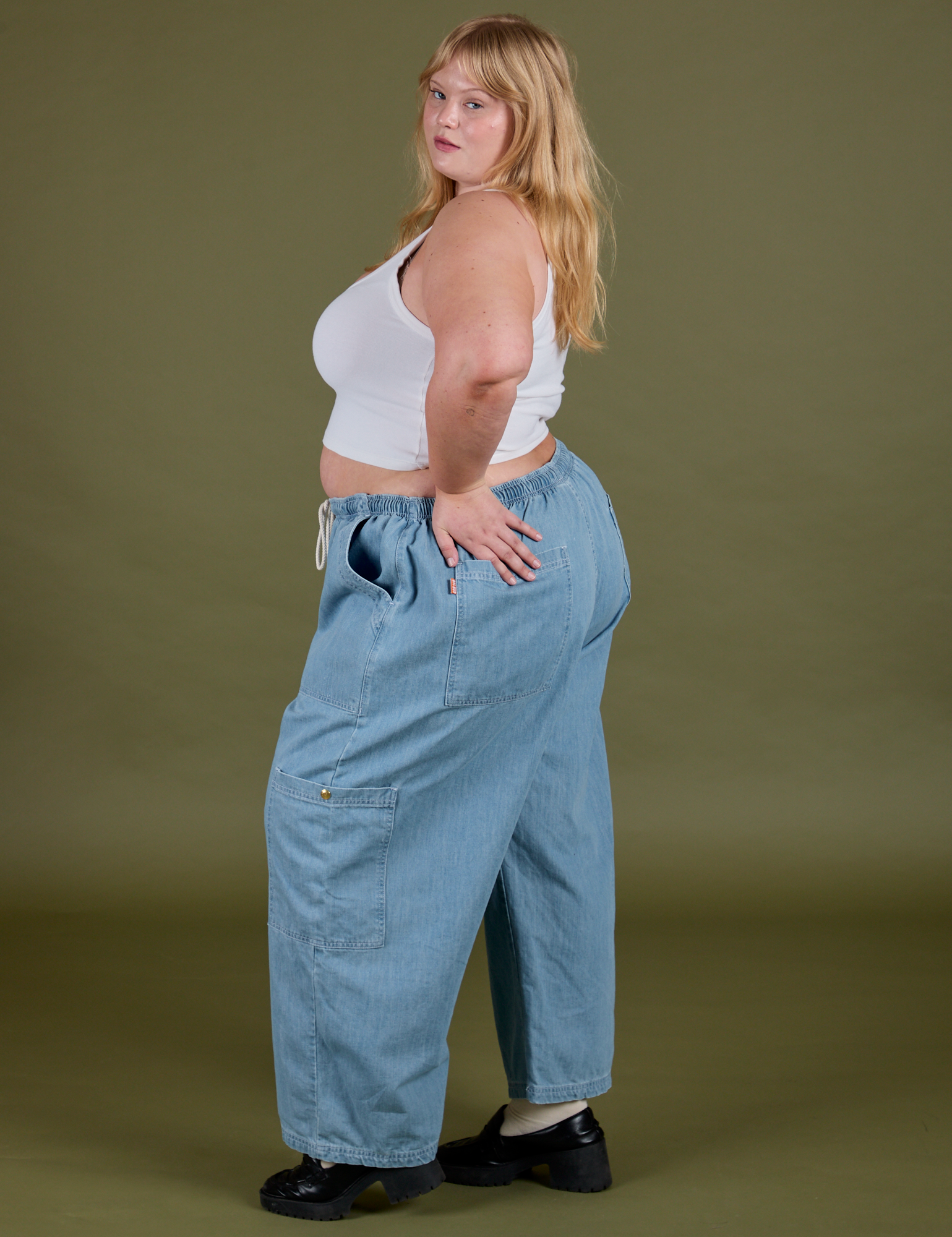 TRY-A-STYLE - Denim Drop Pocket Pants - Light Wash *FINAL SALE*