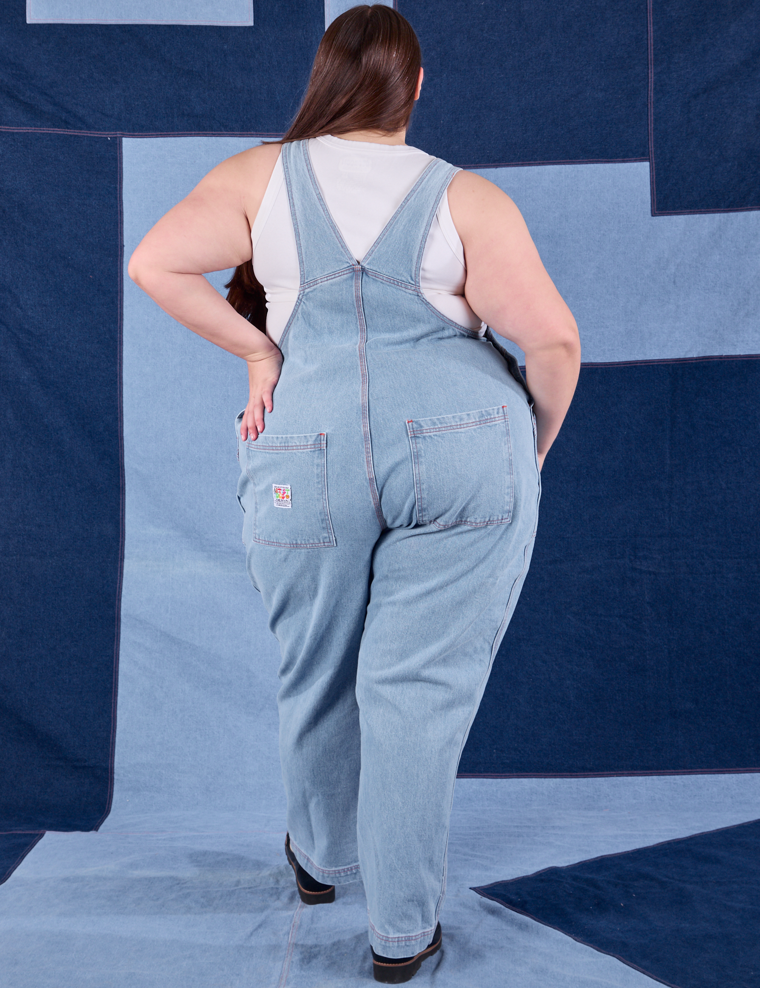 Indigo Denim Original Overalls in Light Wash back view on Marielena