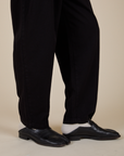 Side view close up of Heavyweight Trousers in Basic Black on Jerrod
