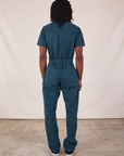 Back view of Long Jumpsuit in Lagoon on Jerrod