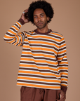 Long Sleeve Striped Burly Tee in Orange on Jerrod