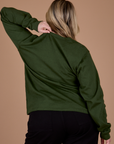 Long Sleeve Burly Tee in Evergreen back view on Lish