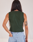 Muscle Tee in Swamp Green back view on Anthony