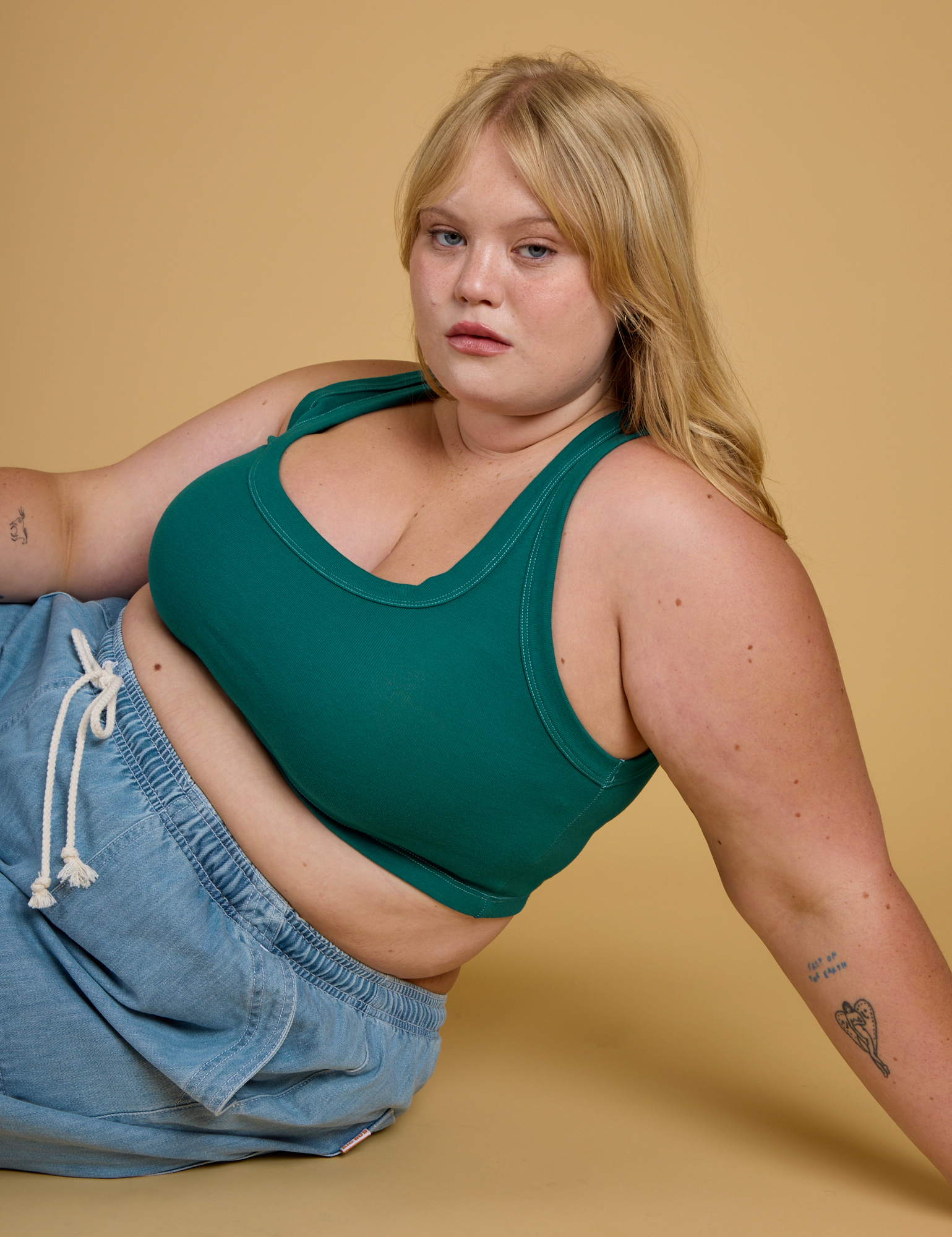 Contrast Stitch Mini Tank - Hunter Green
