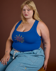 Icon Cropped Tank - Blue Sun