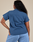 Pantry Button-Up in French Blue back view on Meghna