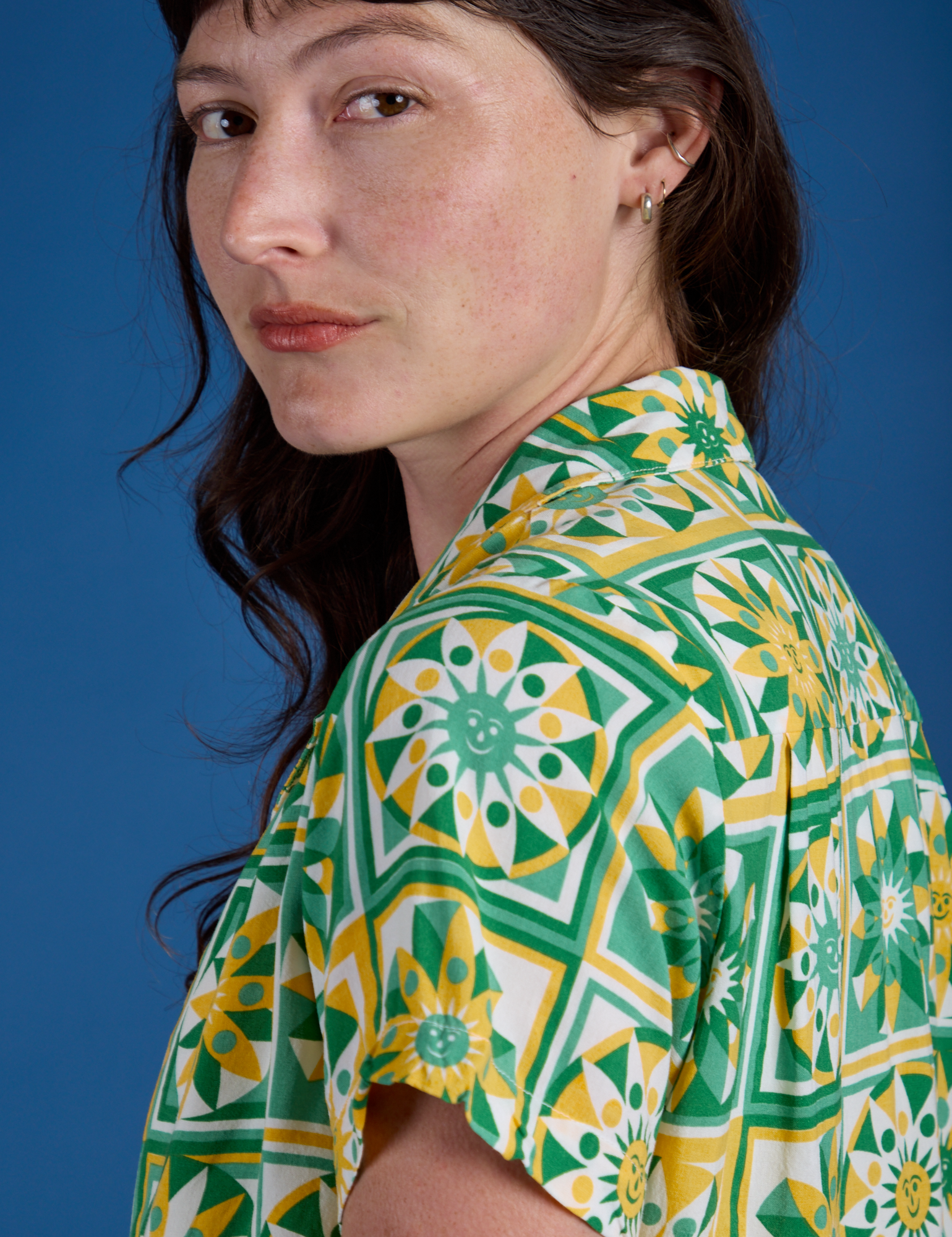 Spring Quilt Print Pantry Button-Up