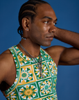 Deep-Cut Racerback Tank - Spring Quilt Print