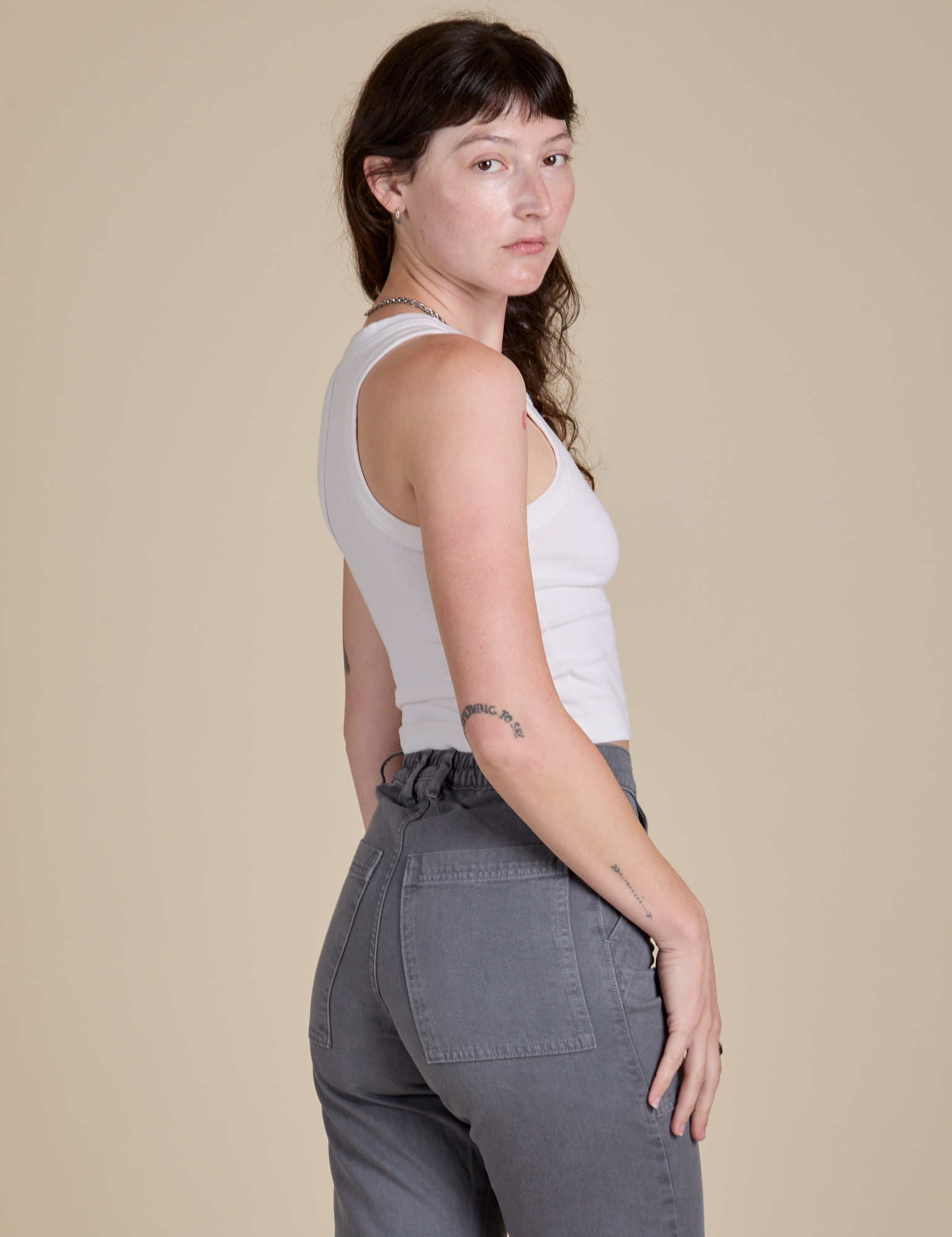 Racerback Tank - Vintage Tee White