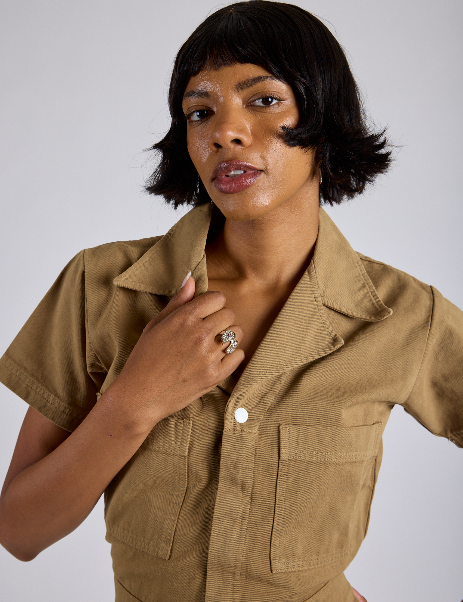 Short Sleeve Jumpsuit - Desert Brown