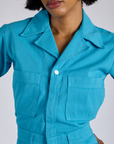 Short Sleeve Jumpsuit - Hawaiian Blue