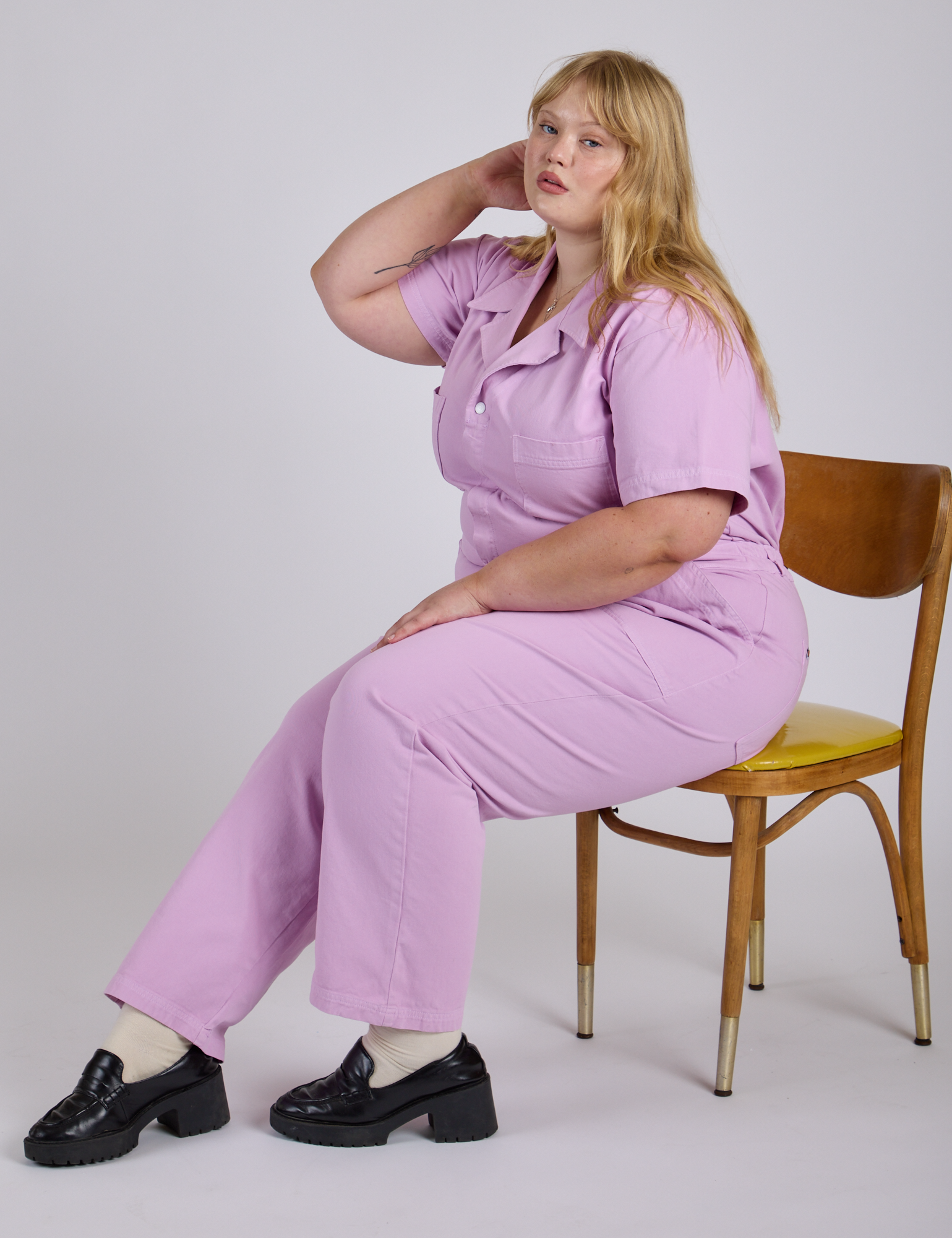 Short Sleeve Jumpsuit - Lilac Purple