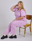 Short Sleeve Jumpsuit - Lilac Purple