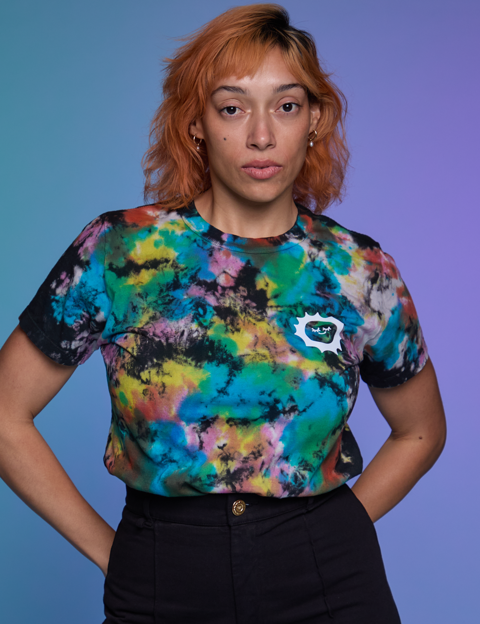 Tiara is 5&#39;4&quot; and wearing XS Classic Tee in Rainbow Magic Waters