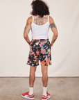 Back view of Sweat Shorts in Rainbow Magic Waters and vintage off-white Cami on Jesse