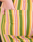 Stripe Work Pants in Vintage Sofa back pocket close up. Juliet has her hand in the pocket.