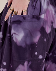 Close up of Sydney's hand in the back pocket of Magic Waters Drop Pocket Pants in Dark Lavender