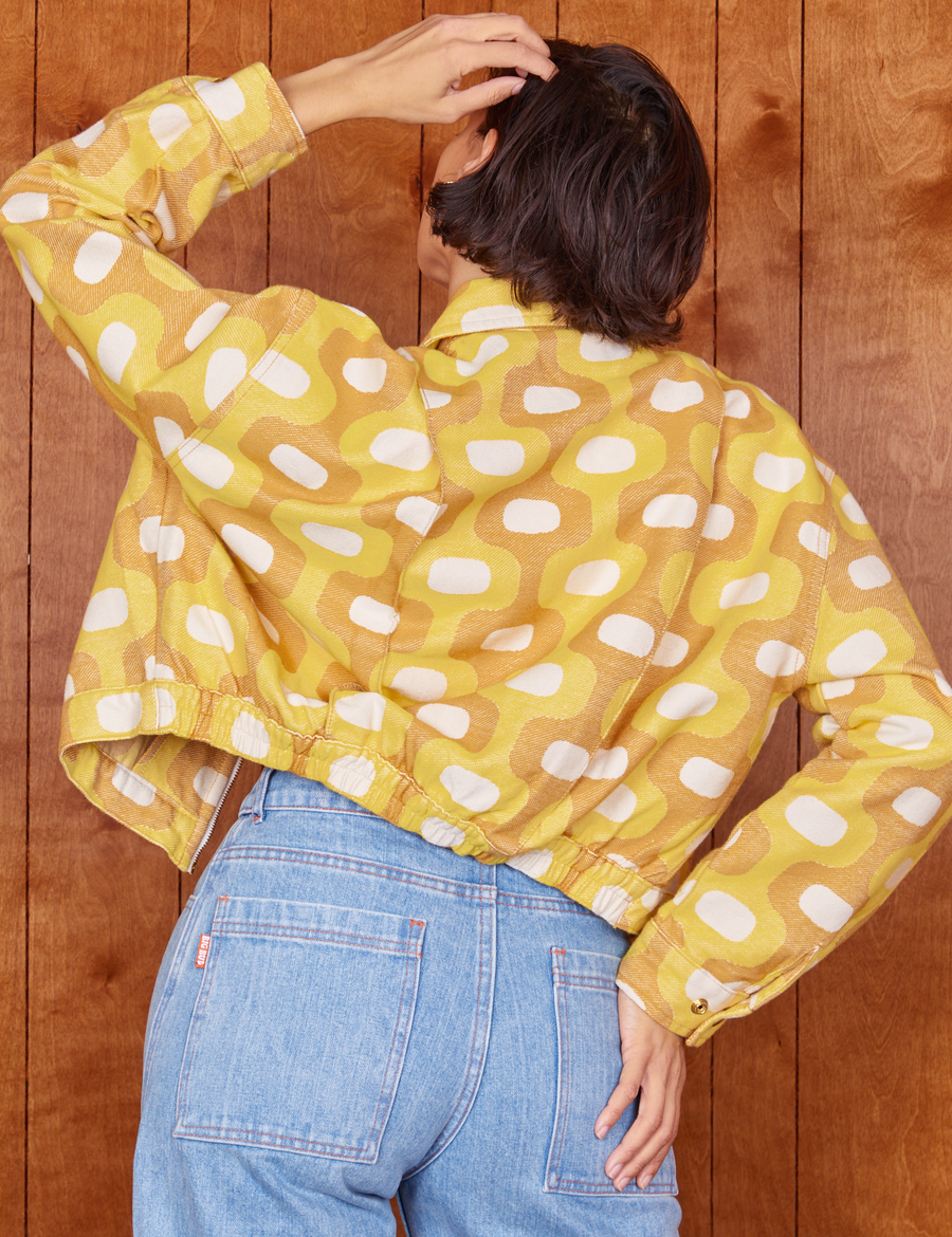 Back view of Jacquard Ricky Jacket in Yellow worn by Tiara