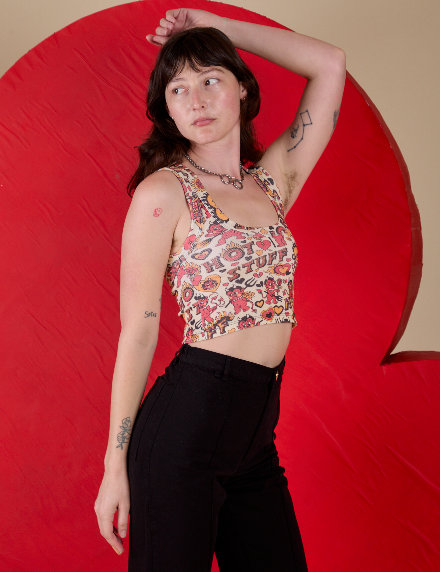 Cropped Tank Top - Hot Stuff Print