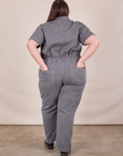 Short Sleeve Jumpsuit in Washed Grey back view on Marielena