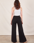 Wide Leg Sweat Pants in Basic Black back view on Alex