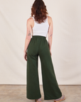 Wide Leg Sweat Pants in Swamp Green back view on Alex