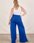 Wide Leg Sweat Pants in Royal Blue back view on Lish